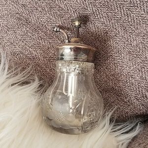 Vintage Glass Etched Perfume Bottle Antique